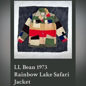 Rare Vintage LLBean Mens 1973 Rainbow Lake Safari Chore Jacket Parchwork Cord 42